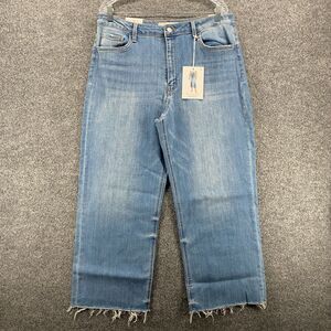 Klique B Jeans Size 17 Blue High Rise Wide Leg Cropped Hippie Boho 70s 90s Retro